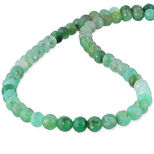 Vatslacreations Chrysopras-Perlen-Halskette aus 925er-Sterlingsilber für Damen | Grüner Heilkristallstein-Chrysopras-Halsschmuck von Vatslacreations