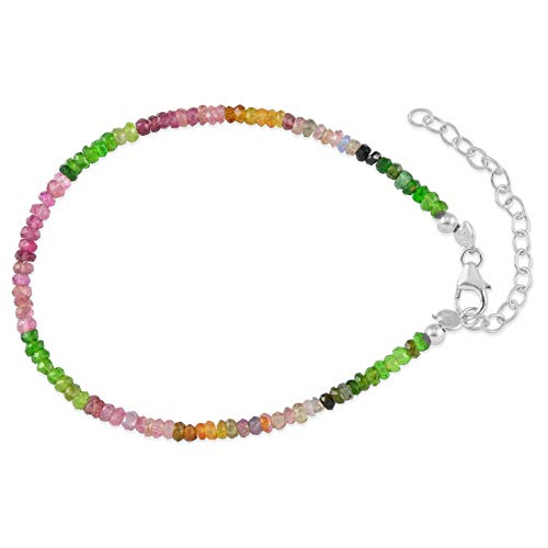 Vatslacreations Mehrfarbiges Turmalin-Perlenarmband | Armband mit kleinem Edelstein und zartem Ombre-Geburtsstein Oktober aus Sterlingsilber von Vatslacreations