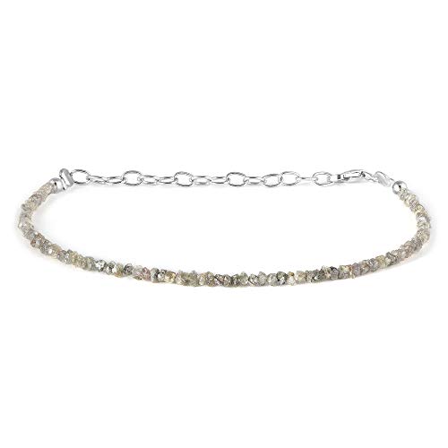 Natürliches Rohdiamant-Armband, mehrfarbiges Perlenarmand mit Rohdiamanten, Damen-Diamantarmband, 925er Sterling Silber, Sterling-Silber, von Vatslacreations