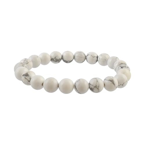 Vatslacreations Stretch-Armband aus natürlichem Howlith, 8 mm Perlen, 18 cm Länge, weiß-grau marmoriert Vatslacreations Stretch-Armband aus natürlichem Howlith, 8 mm Perlen, 18 cm Länge, weiß-grau marmoriert von Vatslacreations