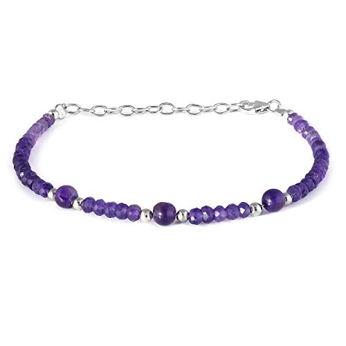 Vatslacreations Violettes Amethyst-Armband, Edelstein-Perlen, Amethyst-Armband, violetter Edelstein-Armband, lila Kristall-Armband, Damen-Perlenschmuck, Geschenk für sie von Vatslacreations