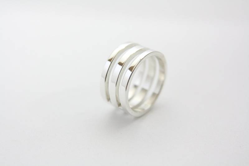 sterling Silber Reversible Ring/Ring Verlobungsring Hochzeit Breite Band Geld Ehering Moderne von VaudryJewelry