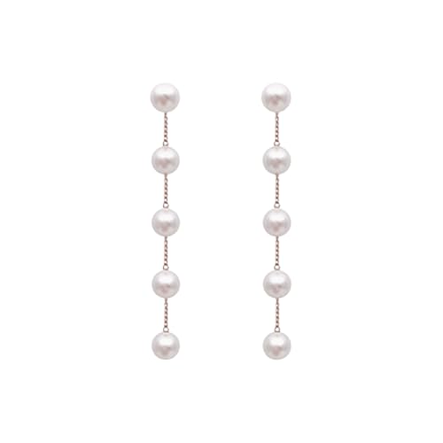 Perle Tropfen Ohrringe, Ohrringe Perlen, Gold Baumeln Perlenohrringe,Langkette Perlenohrringe, Hängend Schmuck, Weiß Süßwasserperlen, Wasserfest Hypoallergene Für Frauen Und Mädchen von Vauki