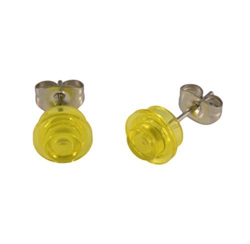LEGO 1x1 Rund Ear Ohrstecker Neuheit Cool Geschenkidee - Transparent Gelb von Vault 101 Limited