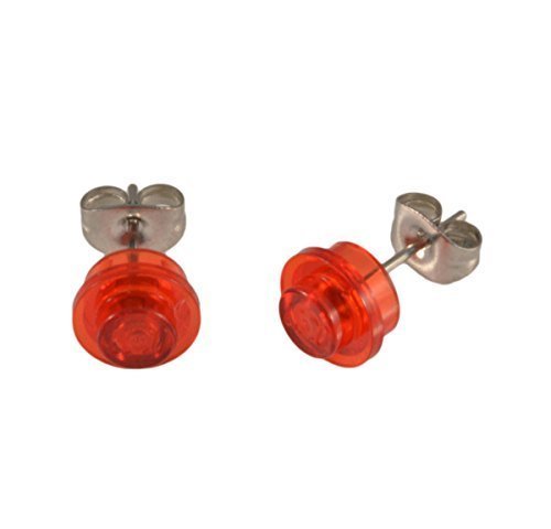 LEGO 1x1 Rund Ear Ohrstecker Neuheit Cool Geschenkidee - Transparent Rot von Vault 101 Limited