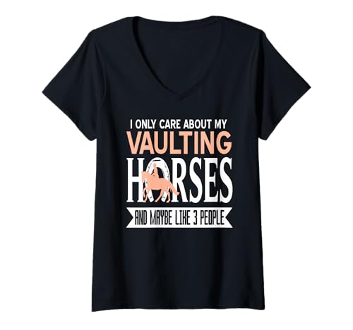 Damen Vaulting Pferde Humor Vielleicht 3 Leute Lustig T-Shirt mit V-Ausschnitt von Vaulting Reiter Introvertierter Pferdewitz
