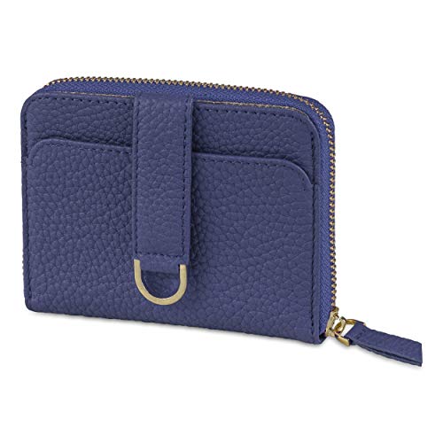 Vaultskin BELGRAVIA Damen Geldbörse mit Reissverschluss. Leder Portemonnaie mit RFID Schutz (Blau) von Vaultskin