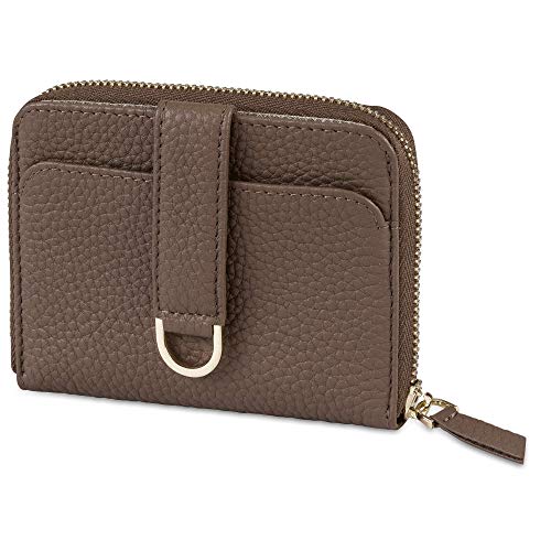 Vaultskin Portemonnaie für Damen mit Reißverschluss - RFID Geldbörse mit Kartenfächern & Münzfach, Kleiner Geldbeutel Damen für Kreditkarten und Scheine (Braun, BELGRAVIA) von Vaultskin