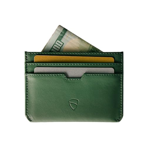 Vaultskin MOORGATE Slim Card Holder - Minimalistische Ledergeldbörse, RFID-blockierende Hülle, passt Vordertasche, für Damen und Herren, Hunter Green, Schlankes Kartenetui aus Leder mit von Vaultskin