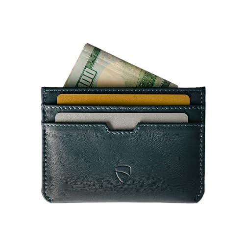 Vaultskin MOORGATE Slim Card Holder - Minimalistische Ledergeldbörse, RFID-blockierende Hülle, passt Vordertasche, für Damen und Herren, Midnight Navy (Marineblau), Schlankes Kartenetui aus Leder mit von Vaultskin