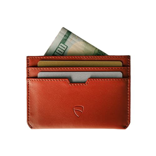 Vaultskin MOORGATE Slim Card Holder - Minimalistische Ledergeldbörse, RFID-blockierende Hülle, passt Vordertasche, für Damen und Herren, Chestnut Brown, Schlankes Kartenetui aus Leder mit von Vaultskin