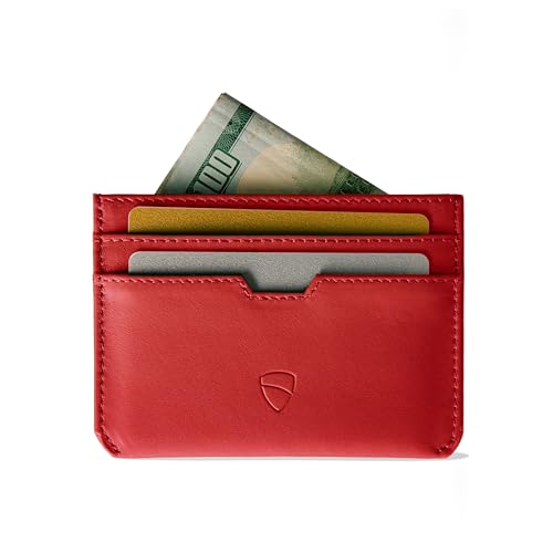 Vaultskin MOORGATE Slim Card Holder - Minimalistische Ledergeldbörse, RFID-blockierende Hülle, passt Vordertasche, für Damen und Herren, Purpurrot, Schlankes Kartenetui aus Leder mit RFID-Blockierung von Vaultskin