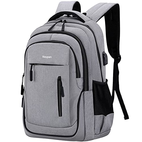 Vaupan Business-Reise-Laptop-Rucksack, wasserabweisend, College-Computer-Tasche, Geschenke mit USB-Ladeanschluss für Männer und Frauen, passend für 15,6 Zoll Notebook (grau) von Vaupan