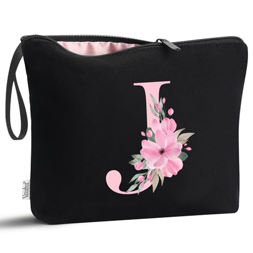 Vavabox A-Z Make-up-Tasche, personalisierbar, Geburtstagsgeschenke für Frauen, einzigartig, für Braut, Brautjungfer, Kosmetiktasche (J) von Vavabox