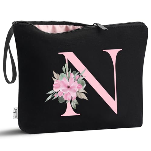 Vavabox A-Z Make-up-Tasche, personalisierbar, Geburtstagsgeschenke für Frauen, einzigartig, für Braut, Brautjungfer, Kosmetiktasche (N) von Vavabox