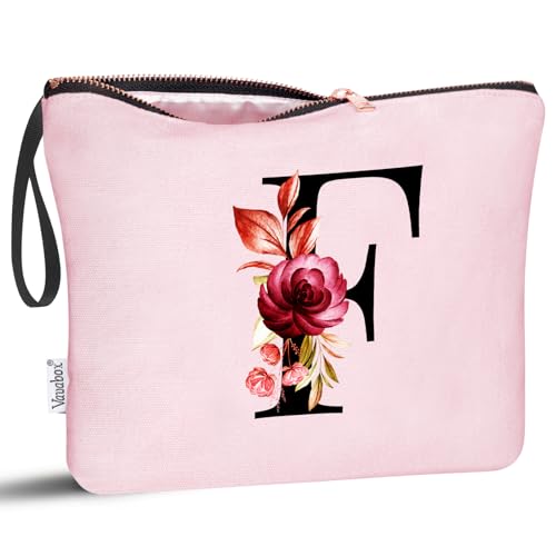 Vavabox A-Z Personalisierte Kosmetiktasche-Geburtstagsgeschenke Für Frauen, Mütter, Beste Freundinnen Und Brautjungfern (F, Pink) von Vavabox