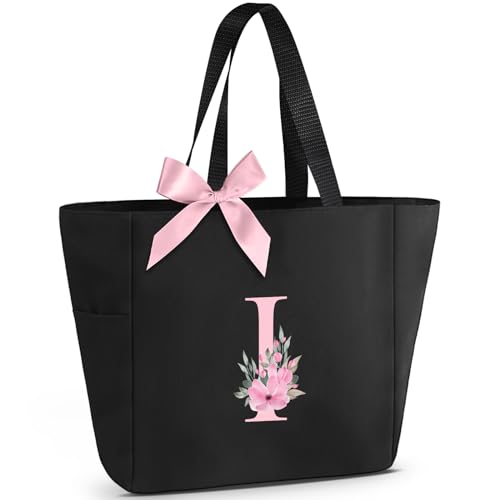 Vavabox Handtasche Damen A-Z Reißverschluss Schultertasche, Geschenke für Damen,Bräute und Brautjungfern, Arbeit,Reisen,Einkaufen,Schule (I, Schwarz) von Vavabox