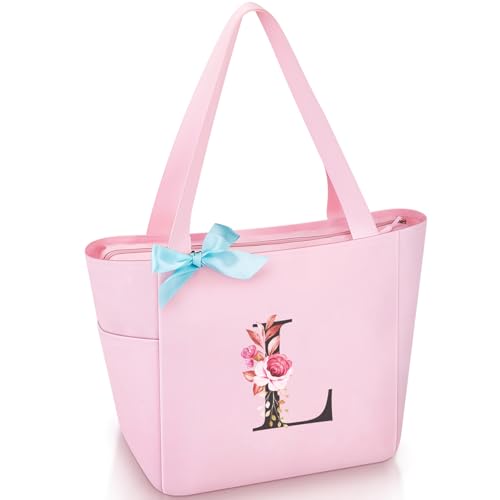 Vavabox Handtasche Damen A-Z Reißverschluss Schultertasche, Geschenke für Damen,Bräute und Brautjungfern, Arbeit,Reisen,Einkaufen,Schule (L, Rosa) von Vavabox