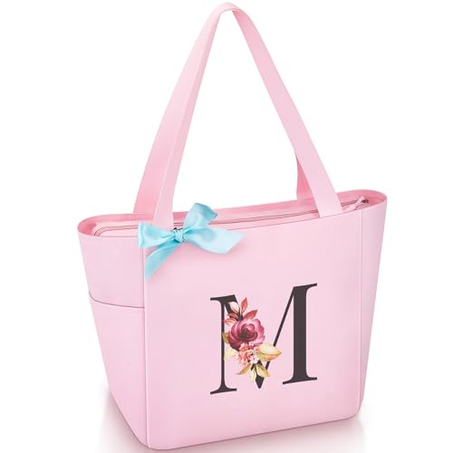 Vavabox Handtasche Damen A-Z Reißverschluss Schultertasche, Geschenke für Damen,Bräute und Brautjungfern, Arbeit,Reisen,Einkaufen,Schule (M, Rosa) von Vavabox