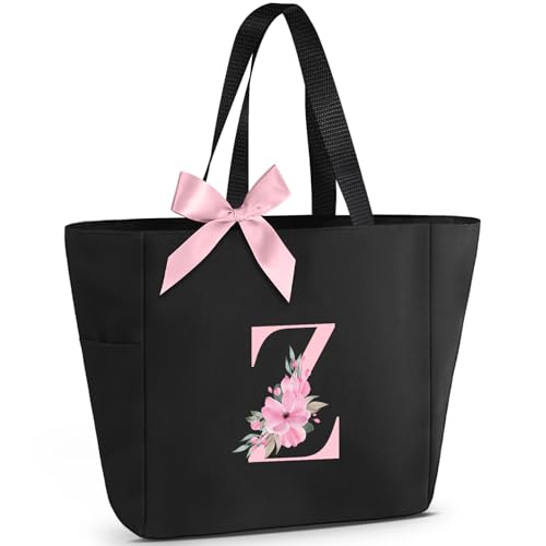 Vavabox Handtasche Damen A-Z Reißverschluss Schultertasche, Geschenke für Damen,Bräute und Brautjungfern, Arbeit,Reisen,Einkaufen,Schule (Z, Schwarz) von Vavabox