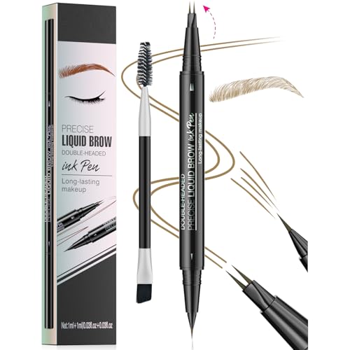Vawolecy Microblading 2-in-1 Doppelender Augenbrauenstift mit Mikrogabel & Präzisionspinsel für haarähnliche Braue von Vawolecy