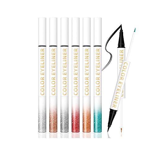 Vawolecy Flash Color Eyeliner, Double Head Liquid Eyeliner, 2 in 1 Lidschatten Hochpigmentierte, intensive Farbe, wasserfestes Augen-Make-up mit ultrafeiner Spitze Metallic-Multireflex-Finish (set) von Vawolecy