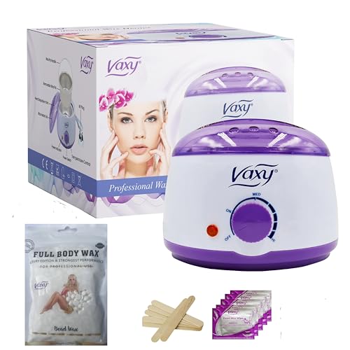 Vaxy Waxing Kit Wachswärmer Elektrischer Wachs Topf Heizung mit Zubehör, Ein komplettes Haarentfernungswachs Kit für zu Hause Schmerzloses Hartwachs für Ganzkörper,Gesicht,Bikinibereich,Augenbrauen von Vaxy