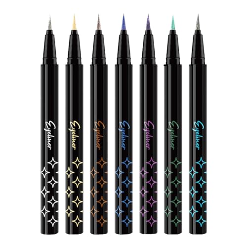 Vbnuyhim Glitter Eyeliner Stifte-Set, Eyeliner Stifte Set, Lidschatten Stift Set Pearl Eye Liner - Hochpigmentierter farbiger Augenbrauenstift, 7 Stück, Langer Stift von Vbnuyhim