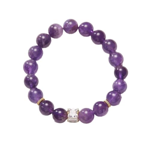 Vbvbip Amethyst Stretch Armbänder für Frauen - Elastischer Kristall Perlen verstellbarer stapelbarer Schmuck, lila Heilstein Geschenk für Yoga & Alltagskleidung von Vbvbip