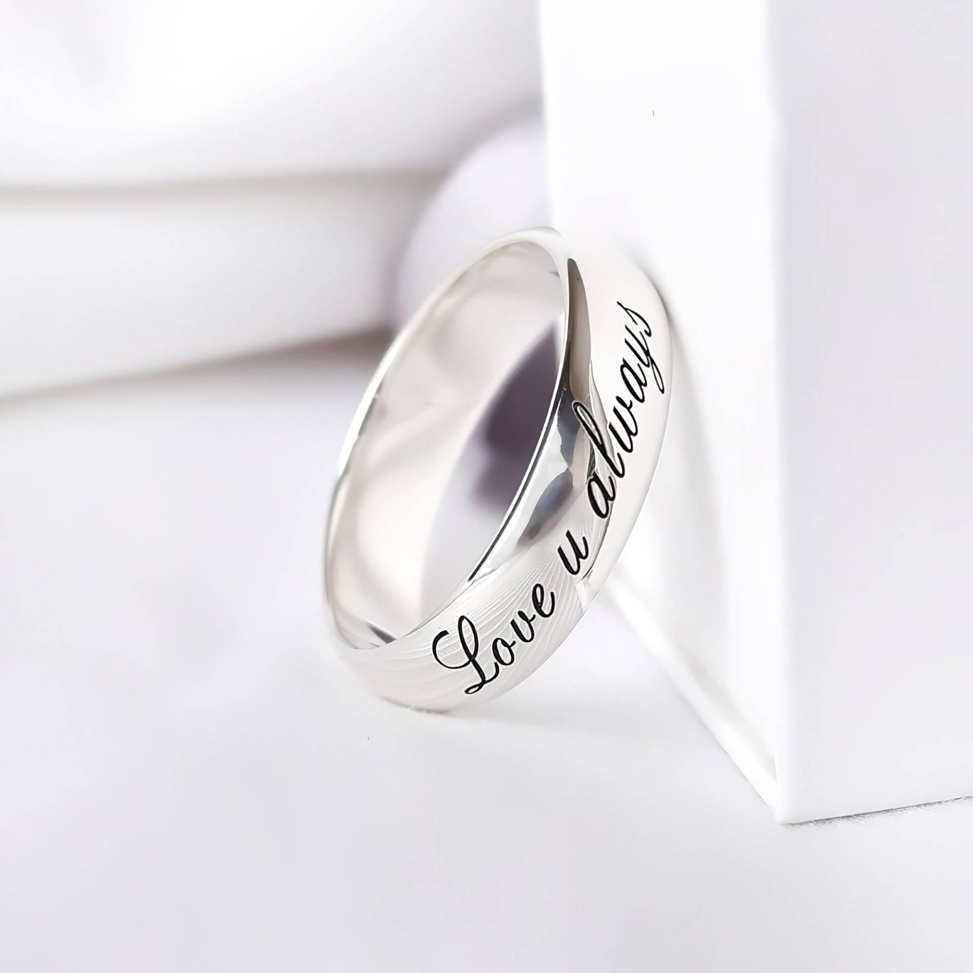 Personalisierter 6mm Sterling Silber Ring, Gravierter Buchstabe Benutzerdefinierter Namensring, Herren Ehering, Verlobungsringe Für Frauen von Vcancrafts