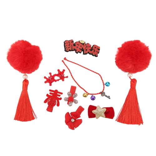 9 Stück Baby-Haarspangen Im Chinesischen Stil mit Haargummi, Kleine Mädchen, Neujahrs-Haarspange Weihnachten, Frühlingsfest von Vcedas