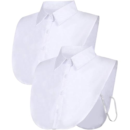 Vcindai Damen Gefälschter Kragen Abnehmbar Krageneinsatz Blusenkragen Einsatz Stehkragen (Weiß+weiß, Einheitsgröße) von Vcindai