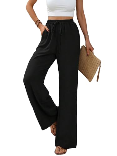 Vcindai Damen Hosen Lang Sommerhose Leichte Hohe Taille Freizeithose von Vcindai