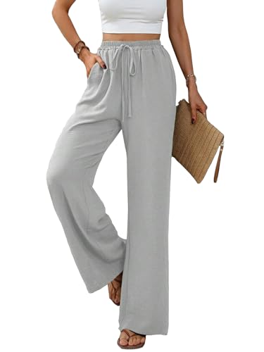 Vcindai Damen Hosen Lang Sommerhose Leichte Hohe Taille Freizeithose von Vcindai