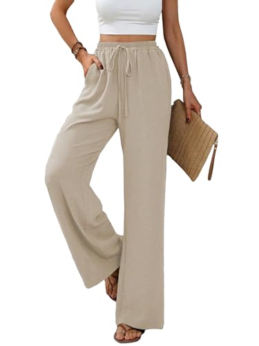 Vcindai Damen Hosen Lang Sommerhose Leichte Hohe Taille Freizeithose von Vcindai