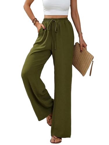 Vcindai Damen Hosen Lang Sommerhose Leichte Hohe Taille Freizeithose von Vcindai