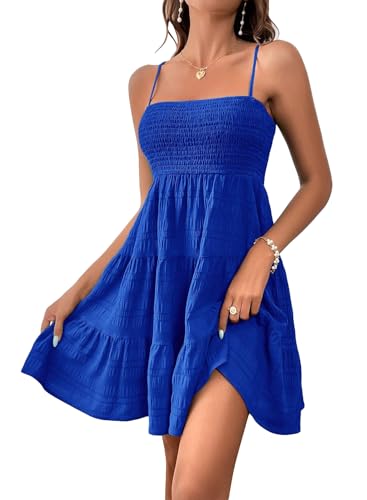 Vcindai Damen Sommer Kleider Ärmellos Sommerkleid Spaghettiträger Schulterfrei Kleid von Vcindai