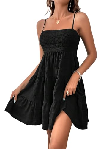 Vcindai Damen Sommer Kleider Ärmellos Sommerkleid Spaghettiträger Schulterfrei Kleid von Vcindai