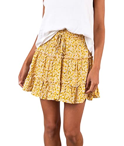 Vcindai Damen Sommer Kurz Röcke Boho Rock Minirock Blumen Sommerrock von Vcindai