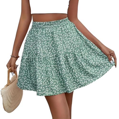 Vcindai Damen Sommer Rock Blumen Sommerrock A-Linie Röcke Blumenrock von Vcindai