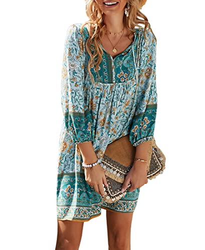 Vcindai Damen Sommerkleid Kurz Boho Blumenkleid Sommer Kleider A-Linie Kleid von Vcindai