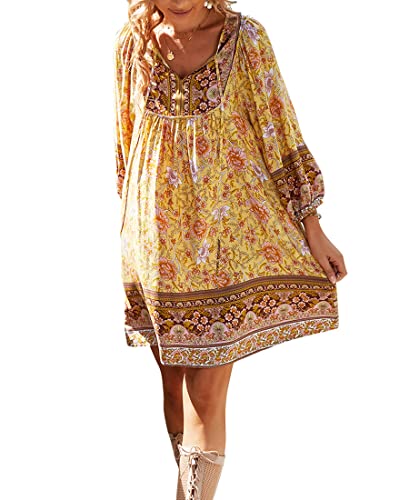Vcindai Damen Sommerkleid Kurz Boho Blumenkleid Sommer Kleider A-Linie Kleid von Vcindai