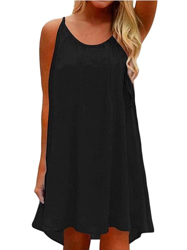 Vcindai Damen Strandkleid Ärmellos Sommerkleid Kurz Kleid Sommer Chiffonkleid von Vcindai