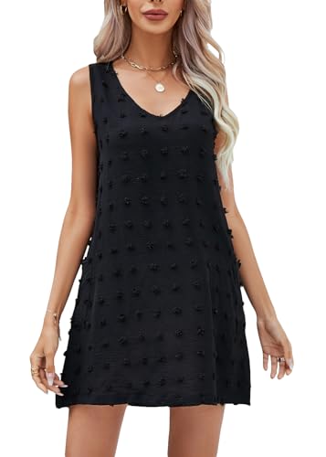 Vcindai Damen Strandkleider Kurze Sommerkleid A-Linie Kleid Sommer Ärmellos Strandkleider von Vcindai