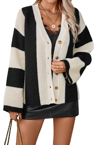 Vcindai Damen Strickjacke Langarm Grobstrickjacke Herbst Winter Cardigan Strickmantel mit Knöpfen von Vcindai