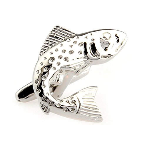 Angeln Silber Schwarzer Hochzeitsanzug Hemd Herren Manschettenknöpfe (Silber) von Vcufflinks