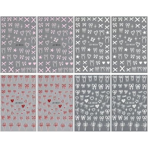 8 Blätter Valentinstag Nägel Kunstaufkleber Abziehbilder Kleber Bögen Herznägel Aufkleber DIYS Designs Nails Dekoration Frauen von Vdaxvme