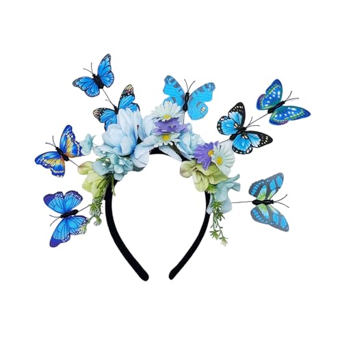 Handgefertigter Fascinator mit Schmetterlingsblumen, für Erwachsene, Musik, Festival, Kostüm, Event, Themenpartys, Brautschmuck, Schmetterlingshaarkronen von Vdaxvme