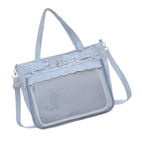 Itabag Schultertasche, Übergröße, durchsichtig, Punk-Rock-Dekorationen, Crossbody-Tasche, bequemer Riemen, Jugendmode, Accessoire, großes Fassungsvermögen, blau, One Size Itabag Schultertasche, Übergröße, durchsichtig, Punk-Rock-Dekorationen, Crossbody-Tasche, bequemer Riemen, Jugendmode, Accessoire, großes Fassungsvermögen, blau, One Size von Vdaxvme