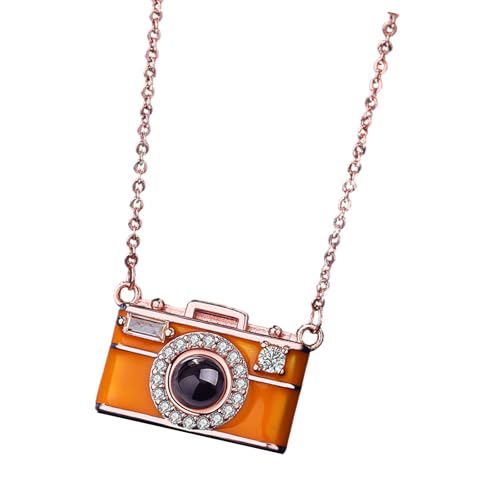 Kamera-Halskette mit 100-sprachiger Projektion, mehrsprachige Schlüsselbeinkette, eleganter Kupferschmuck für Kulturbegeisterte, mehrsprachige Projektions-Halskette, One Size, Wie beschrieben, Wie von Vdaxvme